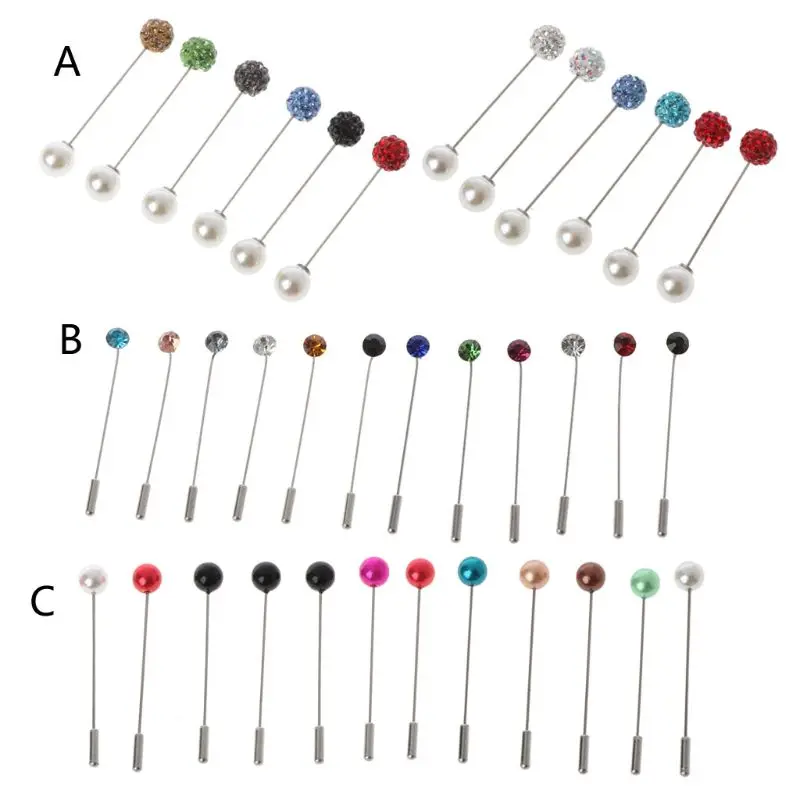 Exquisite Colorful Crystal Lapel Pins 12 Pcs Hijab Pearl Clip Safety Pins Brooch Scarf Clip Jewelry Decor Wedding Gifts