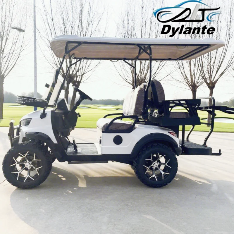 2026 New Golf Cart 48V/72V Battery Club Sightseeing Car Foldable Rear Seat + Built-in Storage Box Hunting Car Electric