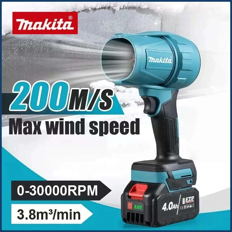 마키타 30000RPM 강력 블로워 터보 제트 팬 전기 에어 더스터 풍속 터보 충전식 라이트 포함 차량 청소 도구