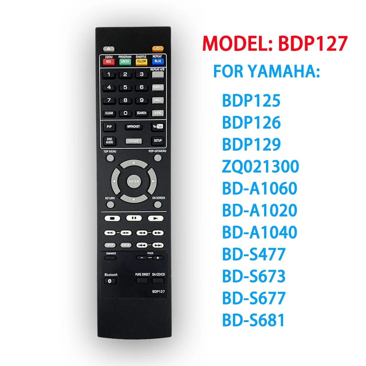 

New Replaced Remote Control BDP127 for Yamaha Blu-ray Player Fit for BDP125 BDP126BDP129BD-A1020 BD-A1040 BD-A1060 BD-S477