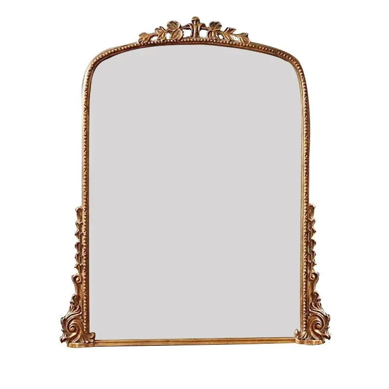 French retro makeup mirror dresser large desktop fireplace wall-mounted Internet celebrity carved extended decorative mirror