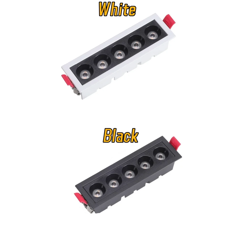 DALI 0-10V Dimmable Recessed Anti-glare grille line light 5-10-15head 10W20W30W SMD spotlight 24° Aluminum  AC220V Home business