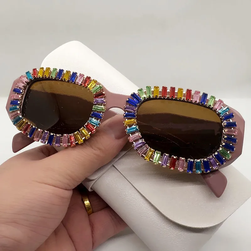 Neue 2026 Bunte Quadratische Diamant Sonnenbrille Frauen Mode Ozean Objektiv Strass Shades UV400 Sonnenbrille Weibliche Brillen Gafas – Detail 12