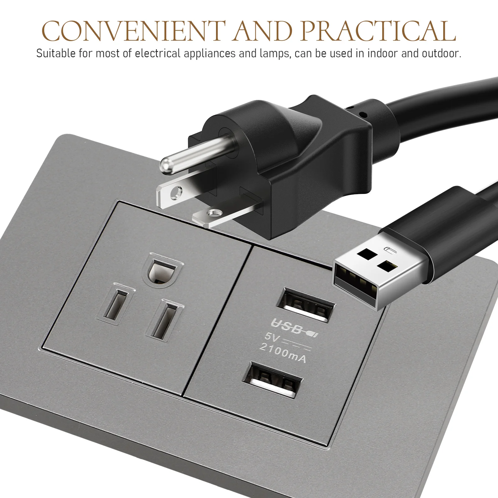 

Premium Wall Socket Durable Household Power Outlet Usb Charging Bedside Lamp Compatible Electric Device Room Accessory Wall Plug