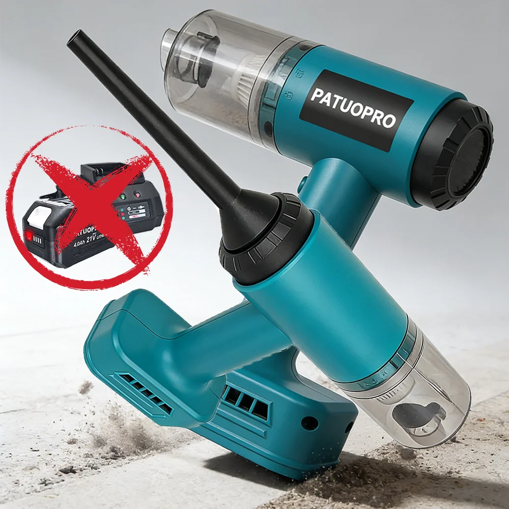 PATUOPRO 2 in 1 Cordless Brushless Mini Vacuum 2 Speed Blowing And Suction Cleaner Power Tool For Makita 18V Battery(No Battery)