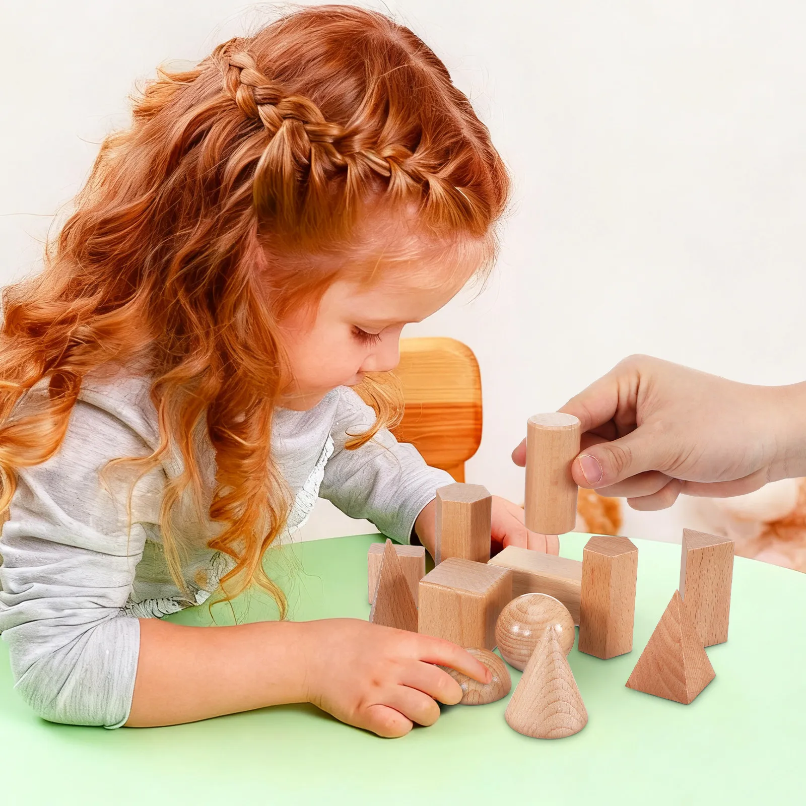 

Набор из 1 комплекта деревянных геометрических фигур: развивающая игрушка для детей, развивающая логическое мышление