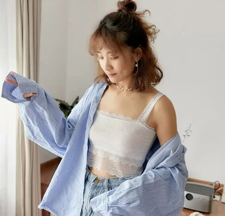 

Sexy Lady Women Stretch Strap Lace Boob Tube Tank Top Bandeau Bra Crop Bustier Camis Lady Underwear Bralette