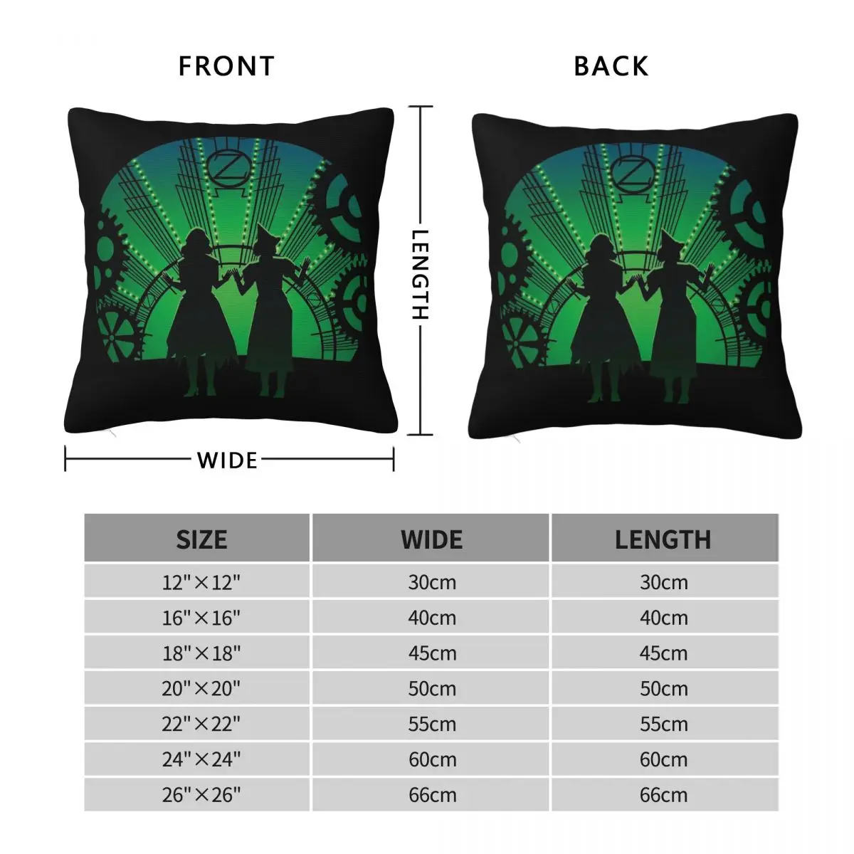 Two Witches Wicked Musical Square Pillowcase Polyester Linen Velvet Pattern Zip Decorative Throw Pillow Case Home Cushion Cover