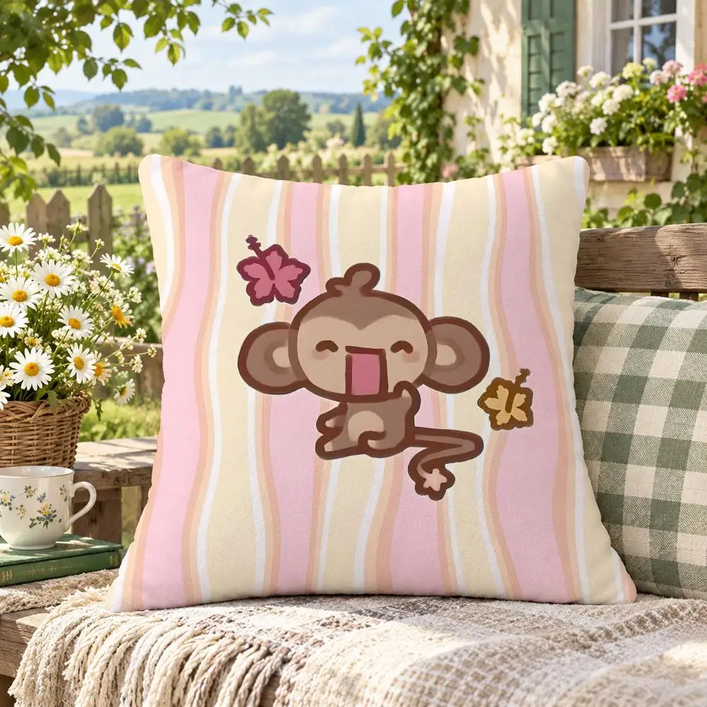 Animal Monkey M-Monkey Cushion Cover Soft Short Plush Anti-Mite Sofa Bedroom Den Car Dorm Decor Gifts