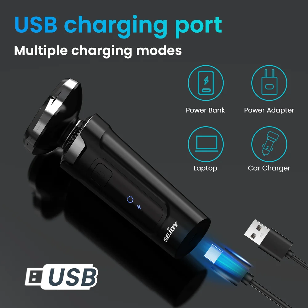 Sejoy Electric Shaver for Men,Wet Dry Shaving Machine,Type-C Rechargeable LCD Digital Display Floating Razor Travel Lock