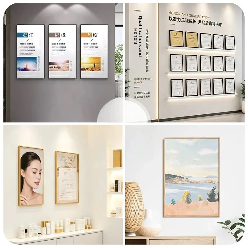 Aluminum Alloy Poster Frame Sliding Draw Open Style Wall Hanging Elevator Advertising Display A4 A3 Size Customizable Picture...