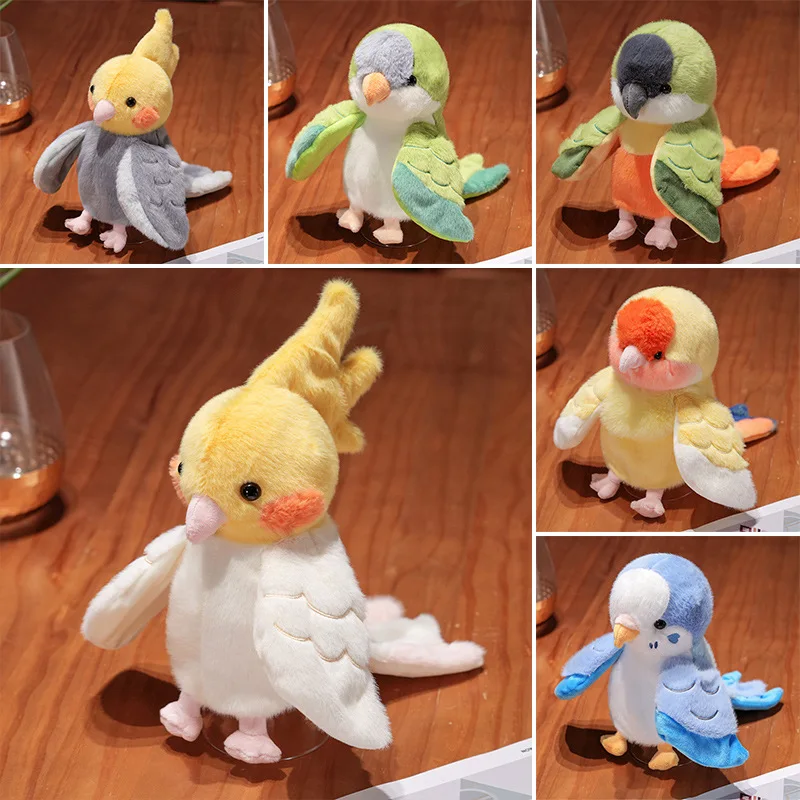 20cm Cute Bird Plush Toys Parrot Cosplay Plush Doll Educational Baby Toys Kawaii Cockatiel/Budgerigar/Monk Parakeet Hand Puppet
