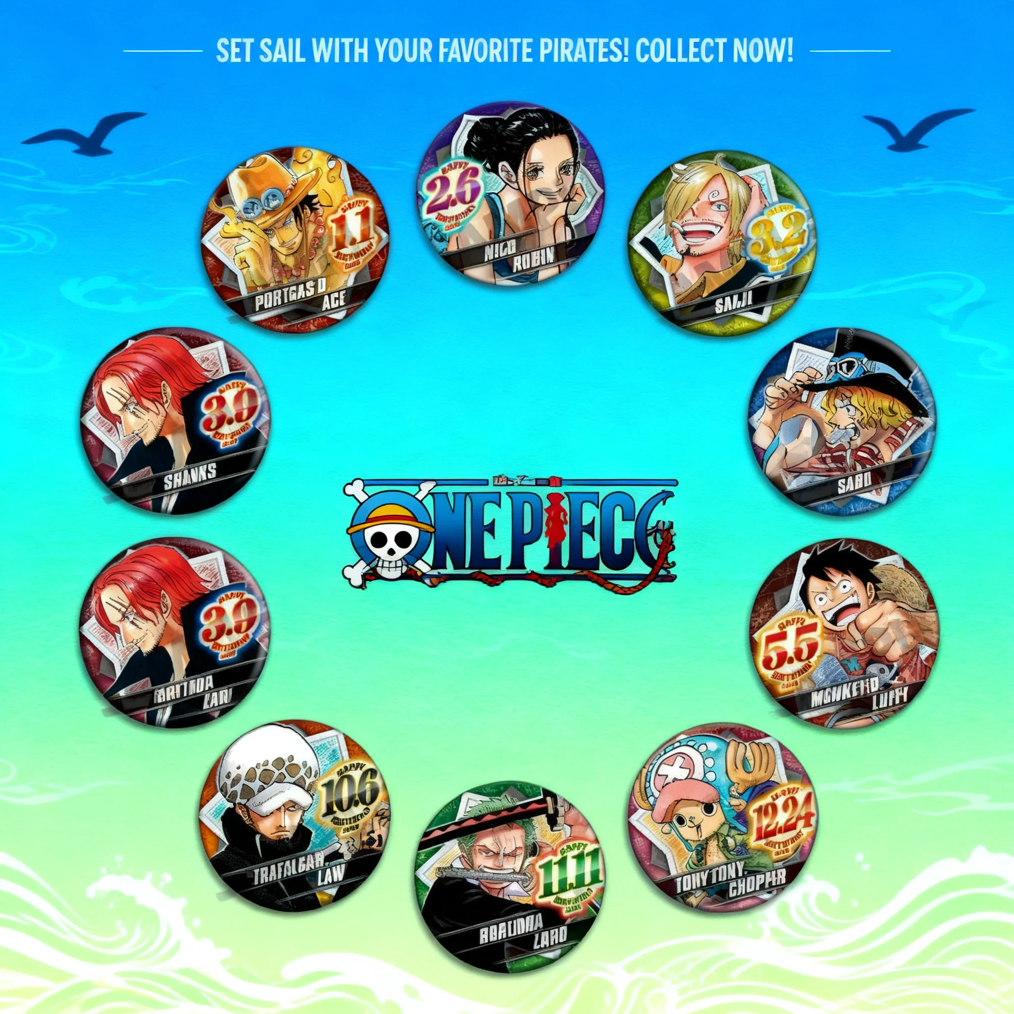 

One Piece Anime Badge 2020 Birthday Party Accessories Luffy Zoro Chopper Sabo Ace Cosplay Pin Brooch for Fans Collection Gift
