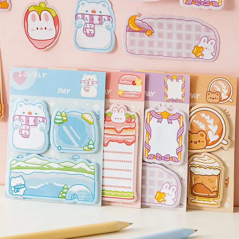 60 Sheets Kawaii Creative Combination Sticky Notes Portable Cartoon Sticky Note Pads Special Shaped Self-adhesive