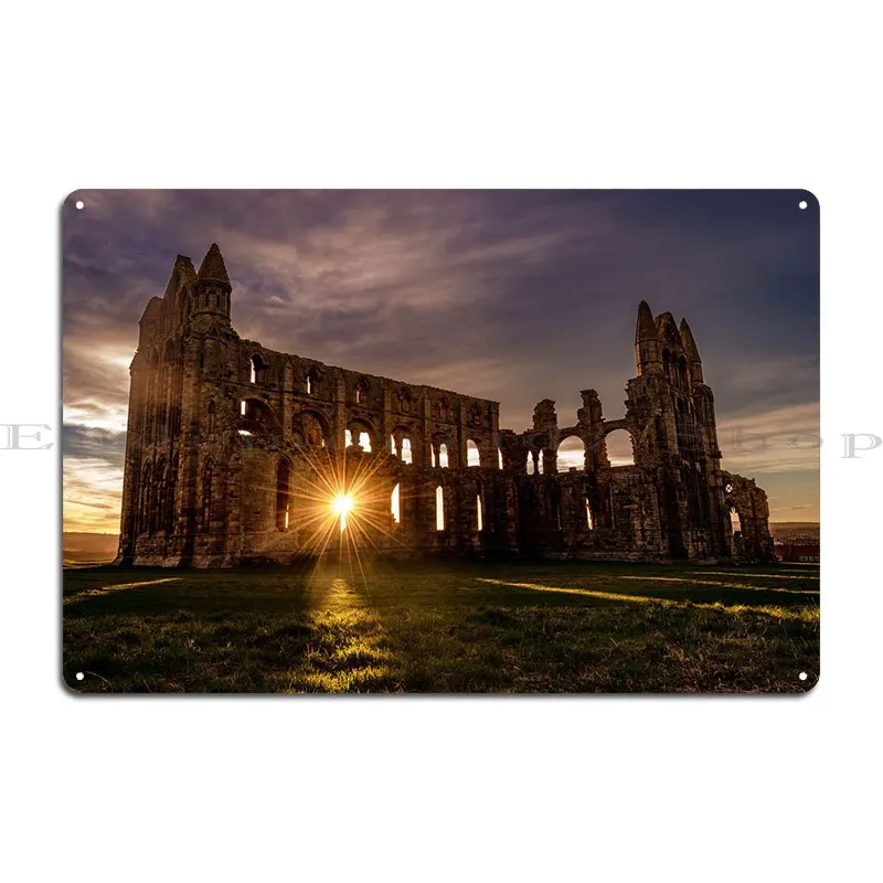 Whitby Abbey At Sunset Metal Plaque Poster Wall Decor Club Pub Plates Customize Cinema Tin Sign Poster