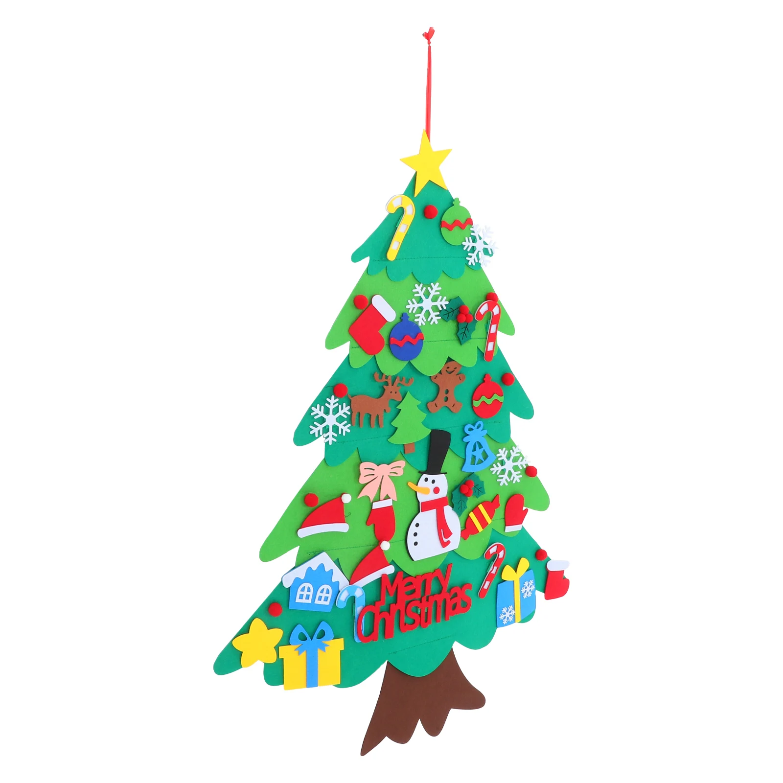 

1 set 1 Set Diy Felt Christmas Tree Kit Bright Color Hanging Decorations Santa Snowman Stockings Candy Canes Mini Wall Door Tree