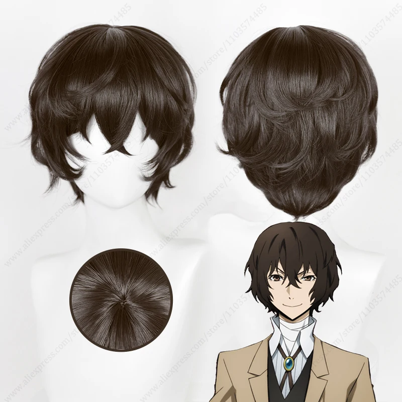 

Парик для косплея аниме дазай Осаму 30 см короткие темно-коричневые термостойкие синтетические парики