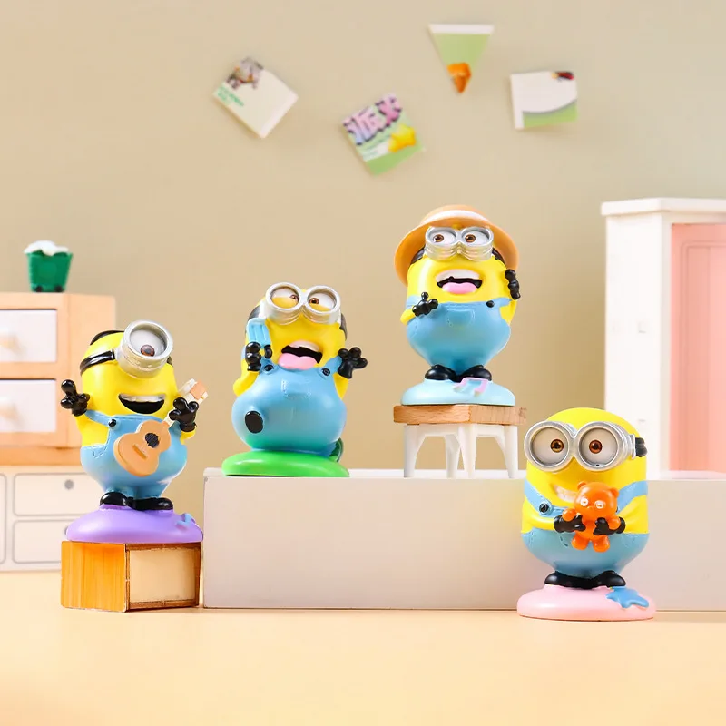 6Pcs Kawaii Minions Figures Minion Toy Kevin Bob Stuart Anime Action Doll Children Gift Boy Girl Cartoon Model Desktop Ornaments