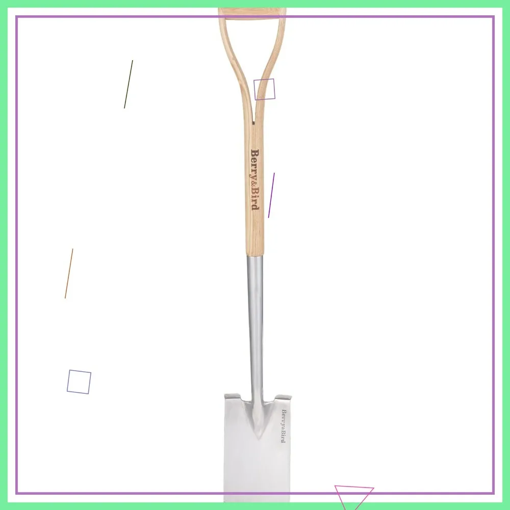 

41" Stainless Steel Square Border Spade, Heavy Duty European Shovel with D-Grip Handle for Gardening, Digging & Transplanting