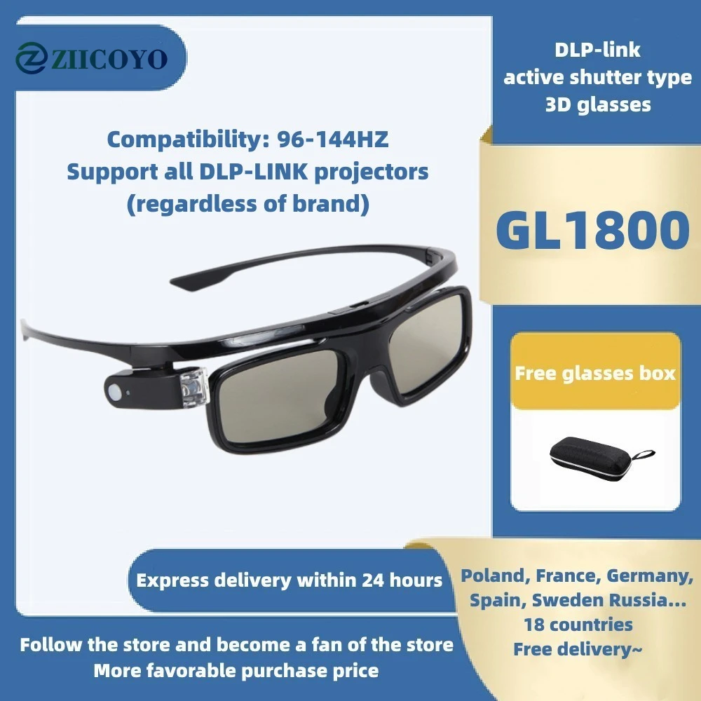 

GL1800 DLP-Link Active Shutter 3D Glasses for UFO P19 P20 U30 U70 U50 U90 R17 R19 R20 3D Projector