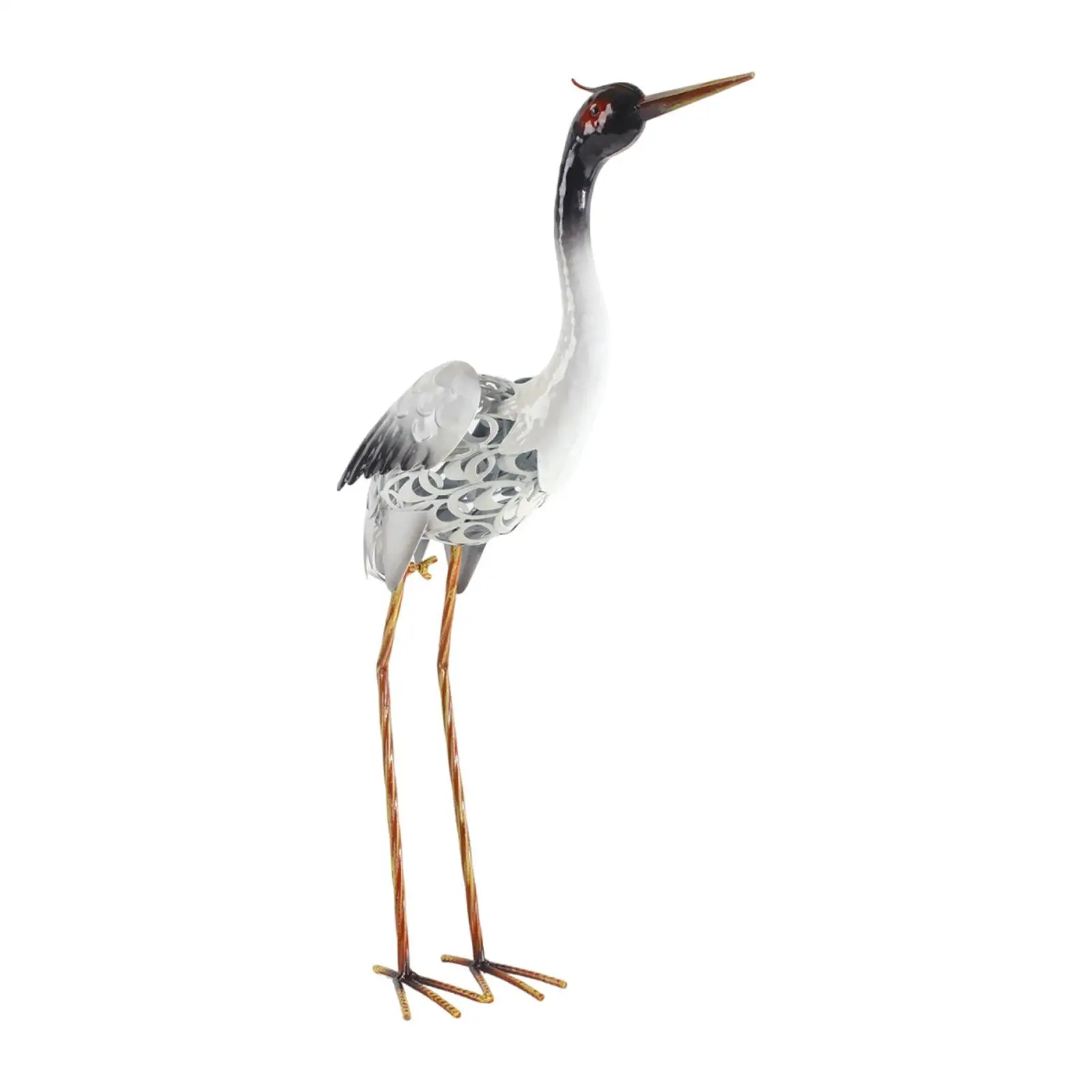 Crane Statue Craft Simulated Decor Metal Heron Sculpture Standing Crane Figurine for Outdoor Lawn Flowerbed Backyard Balcony