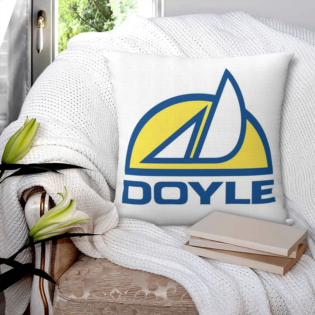 Fotografia 4: Capa de Almofada Doyle Sailing Boats em Poliéster, Linho e Veludo com Estampa e Zíper – Capa Decorativa para Almofada de Casa – Atacado