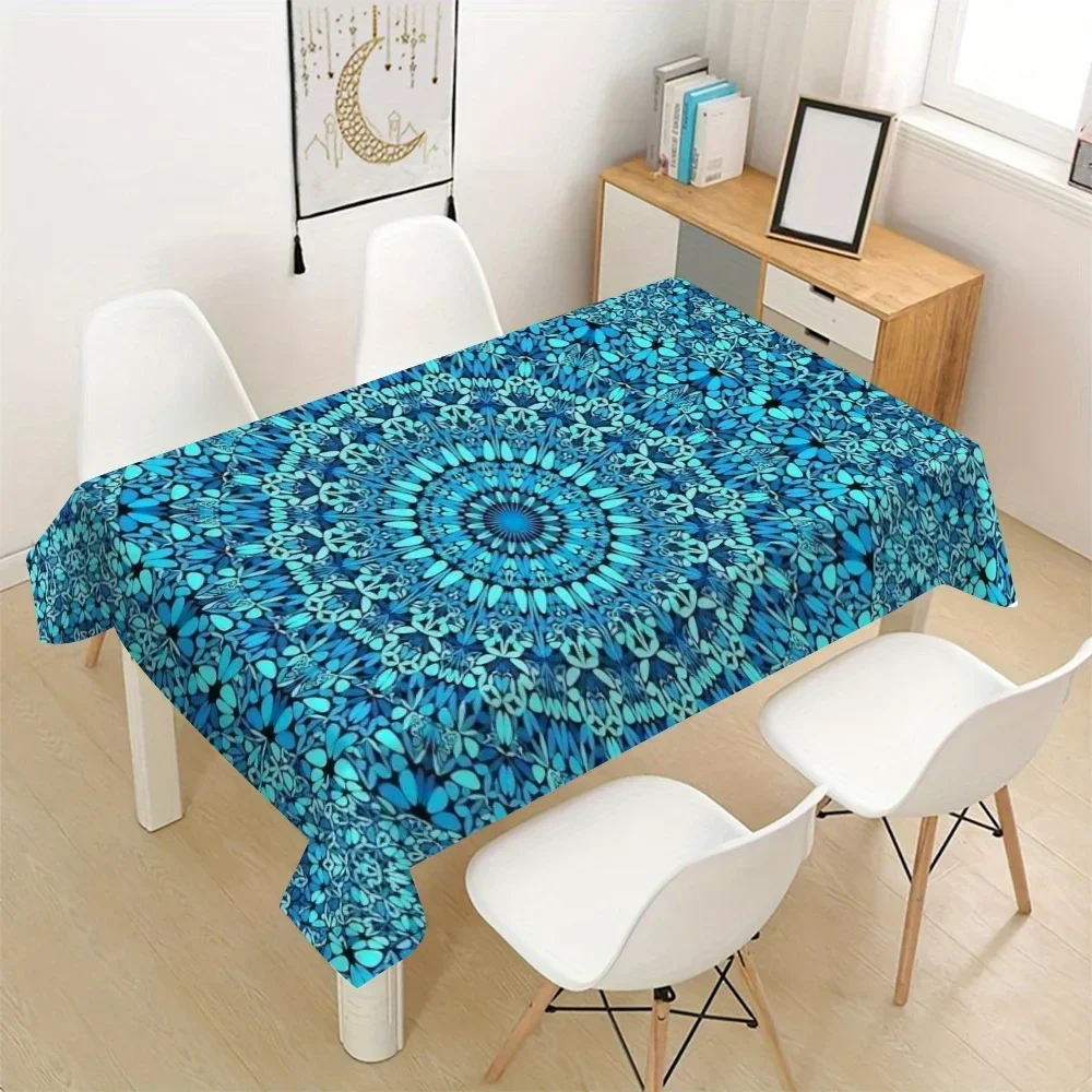 The mandala-shaped tablecloth can be used to decorate the dining table in the home when having meals indoors.xzj