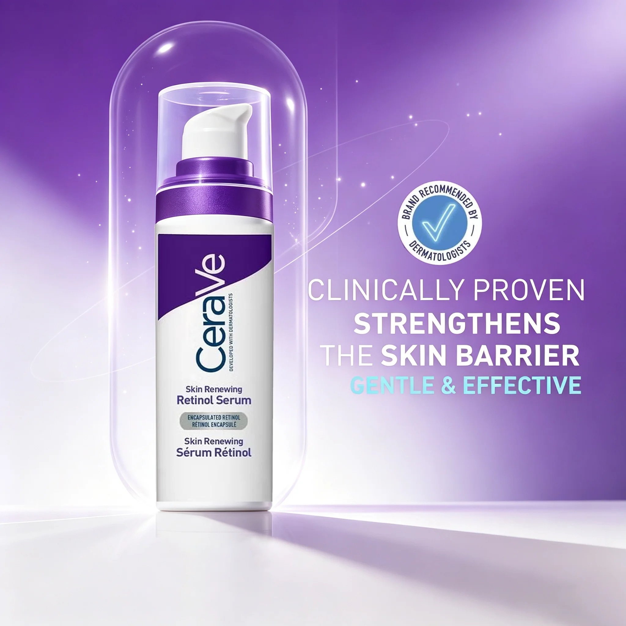 CeraVe Retinol Serum 1 Oz, Fragrance Free Daily Face Care Containing Encapsulated Retinol, Hyaluronic Acid、Niacinamide、Ceramides