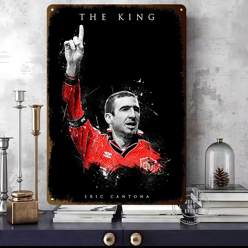 Eric Cantona Football Player Wall Art Metal Posters Custom Vintage Metal Tin Signs for Man Cave Room Home and Decoration Gaming