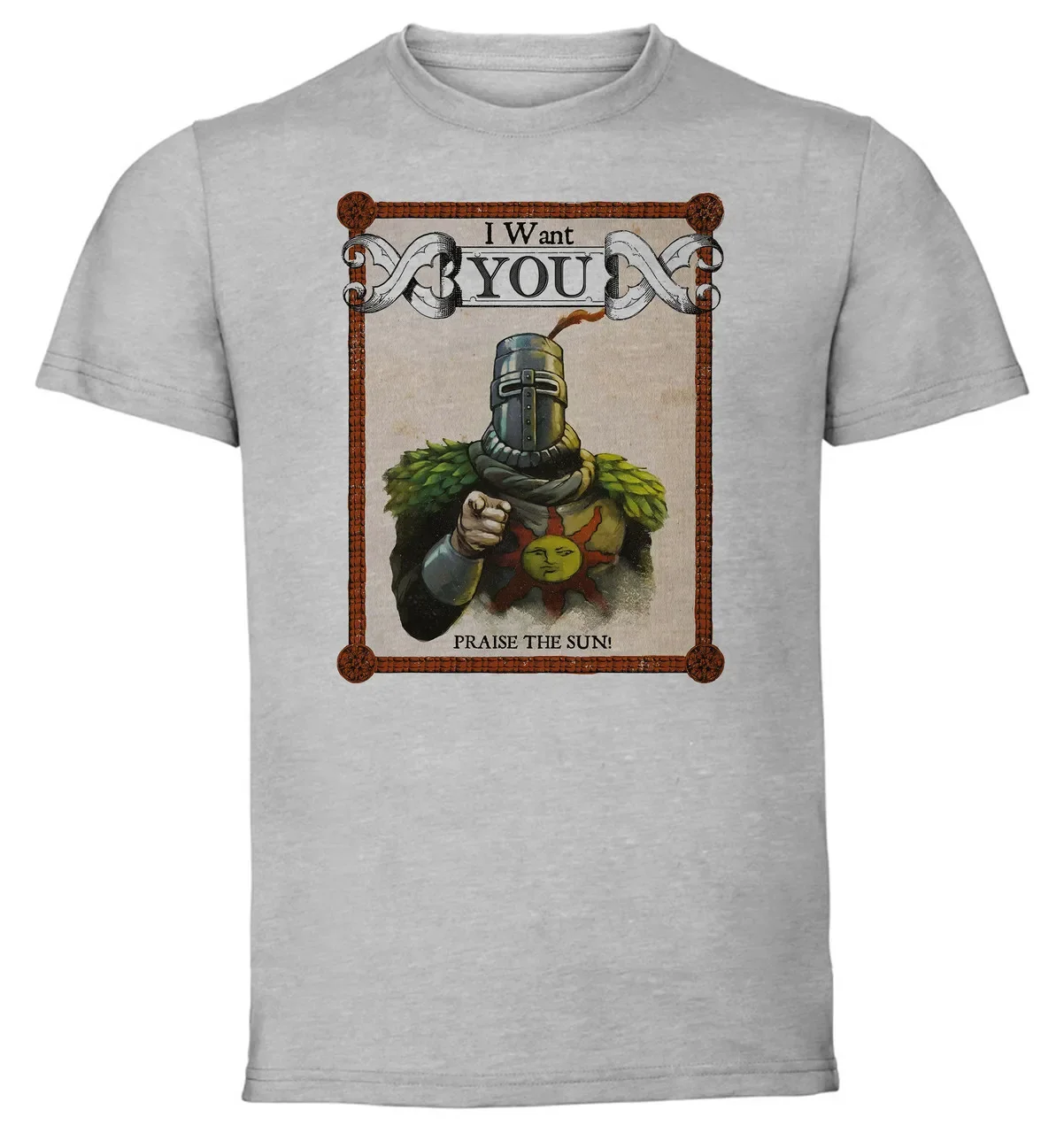 T-Shirt Unisex Grey Dark Souls Solaire I Want You