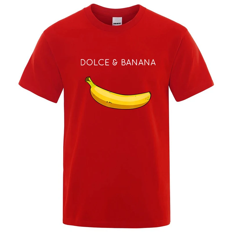 Zomer T-shirt voor heren, hoge kwaliteit katoenmix, grappige bananenprint, losse O-hals, korte mouwen, casual, heren T-shirt top