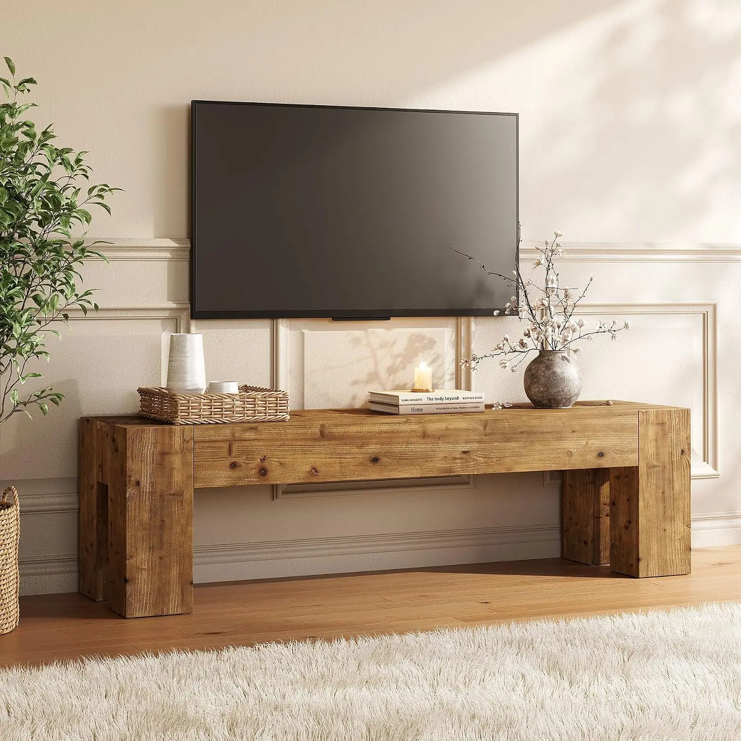 Solid Wood TV Stand Entertainment Center Storage Cabinet Living Room Furniture, Customized