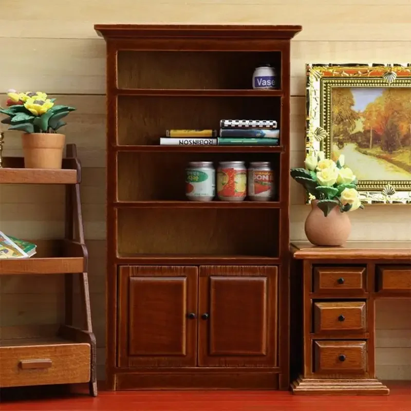 Tủ Gỗ Hình Mẫu Có Cửa Làm Việc Tỉ Lệ 1/12 Nhà Búp Bê Trang Trí Thủ Công Dự Án Cảnh Thiết Lập Phụ Kiện 15UB