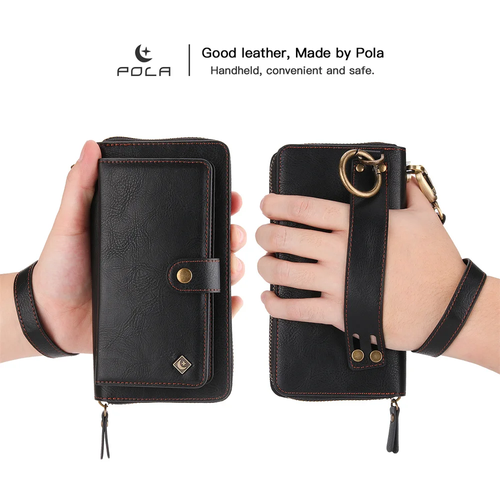 Luxury Detachable Zipper Purse Magnetic Wallet Case for iPhone XS Max XR XS i6 i7 i8 Plus Shockproof Card Pocket Leather Cover image 3