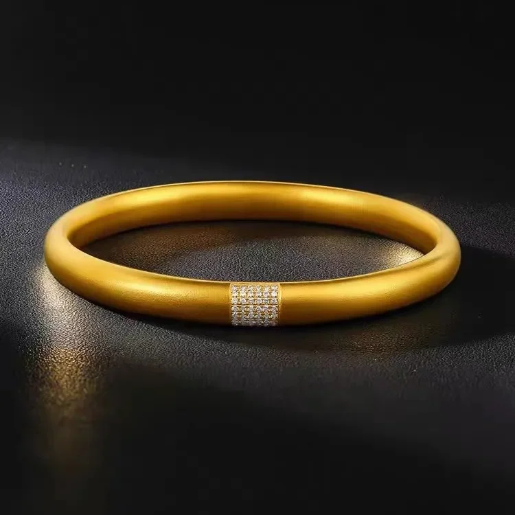 

AU750 Gold 24k Rich and Perfect Bracelet Seiko Ancient Method Inheritance Solid 999 Bracelet Frosted Ring Bracelet