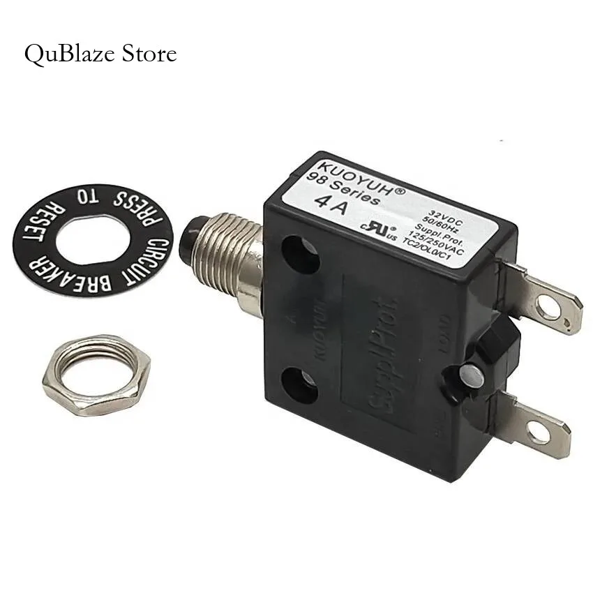 KUOYUH 3A 4A 5A 6A 7A 8A 9A 10A 15A 16A 18A 20A 25A 30Overload Protector Push Button Manual Reset Circuit Breaker Switch