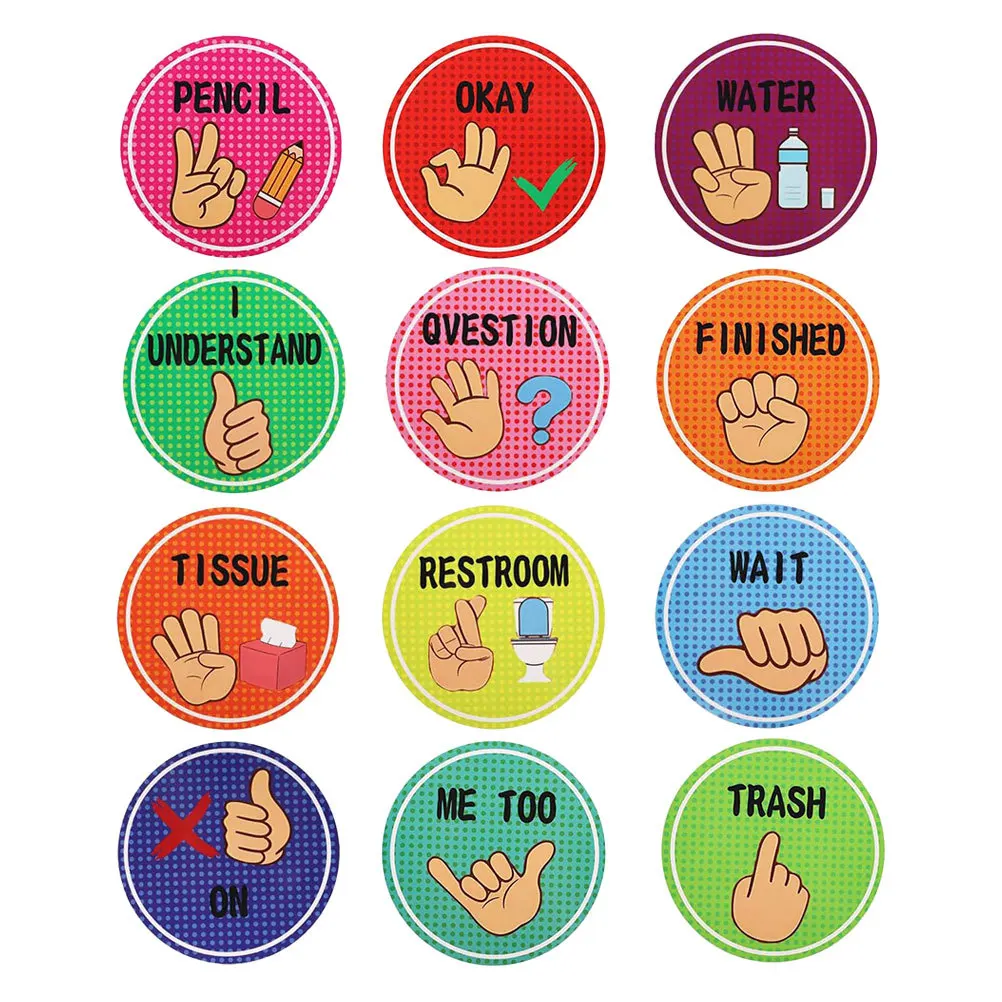 1Set Classroom Hand Signal Posters Educational Visual Cues for Kindergarten Elementary School Nonverbal Communication Classroom