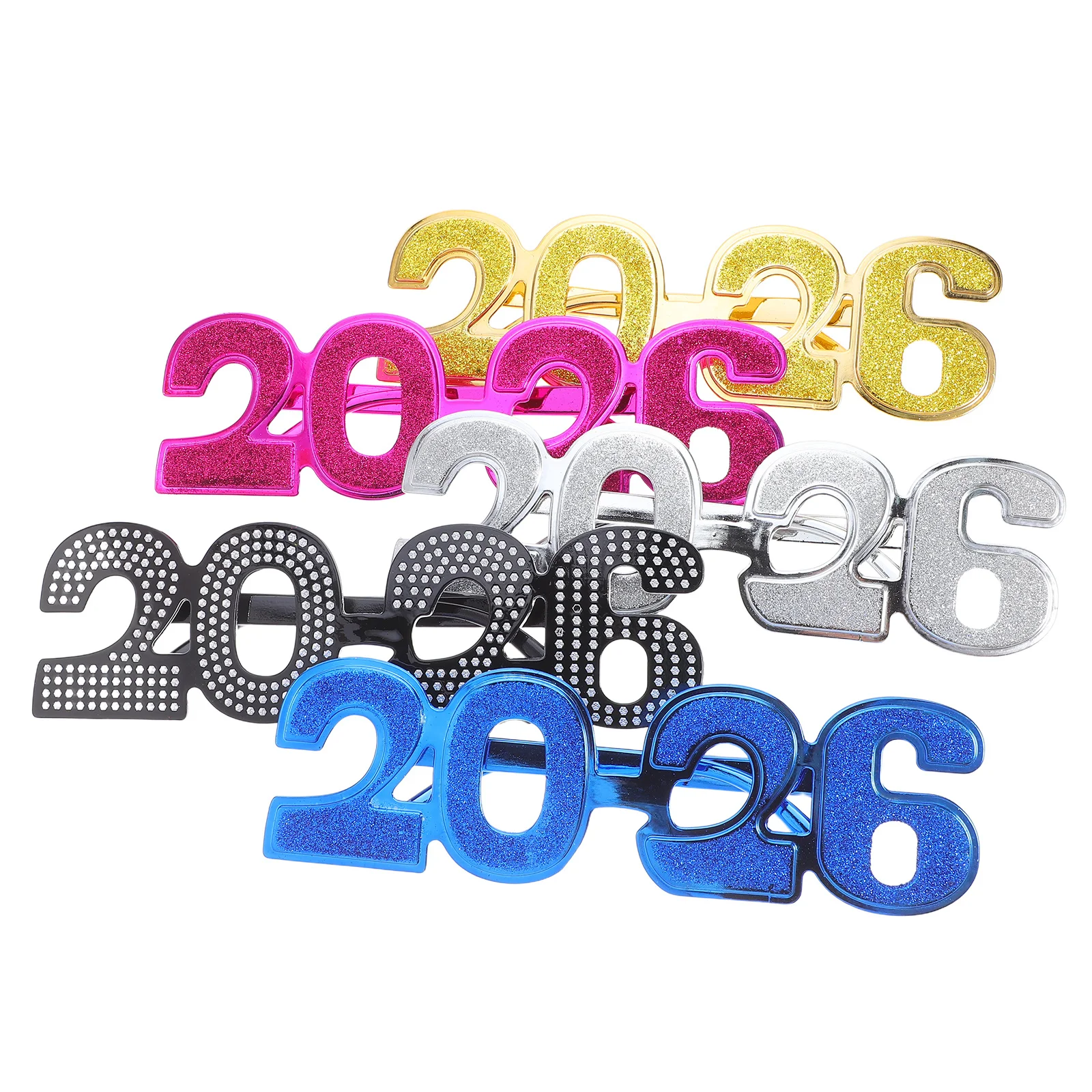 

5pcs 2026 Glasses Glitter Number Eyeglasses For Graduation Party New Year Eve Celebration Photo Booth Props Class Of 2026