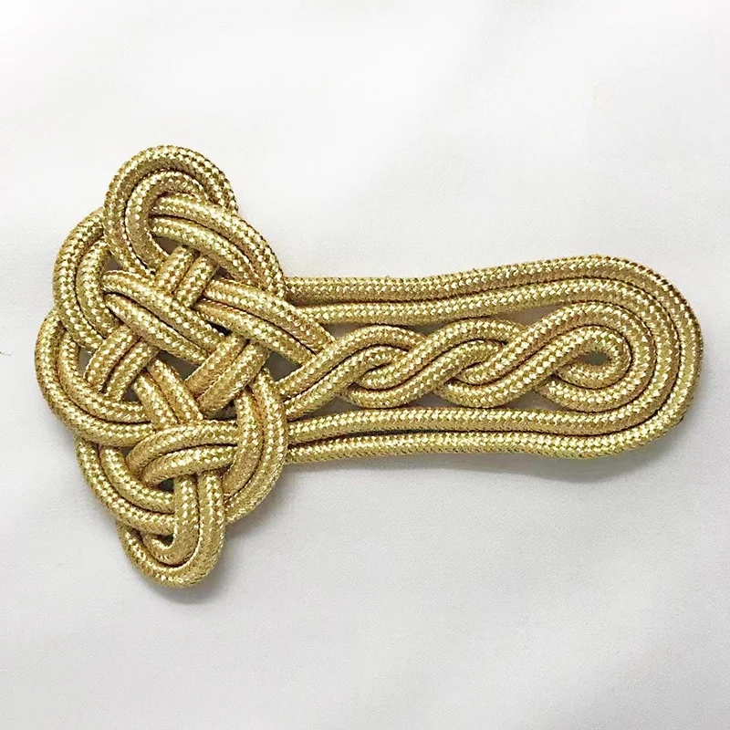 2pcs Fashion Waist Belt Shoulder Strap Frog Button clothes Appliques sew on Patches large Golden Thread Handmade Weaving Epaulet