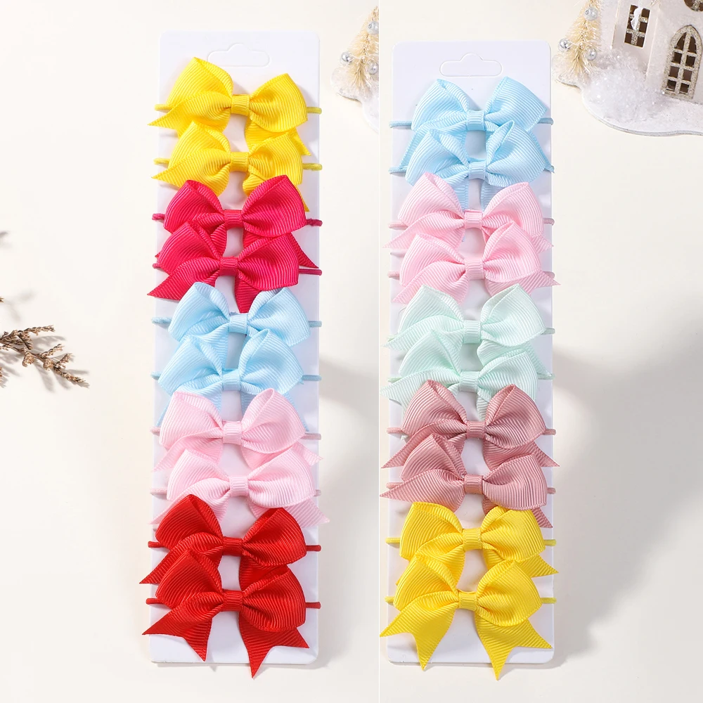 10 Stücke Bögen Elastische Haar Gummiband Haargummis Band Zopf Grosgrain Haarschmuck Mädchen Baby Geschenk Bands für Kinder