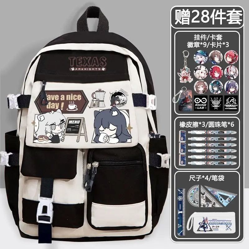 Arknights Merchandise 2024 New For Men And Women Students Simple Large Capacity Double Shoulder Bag Versatile Spine Protection A