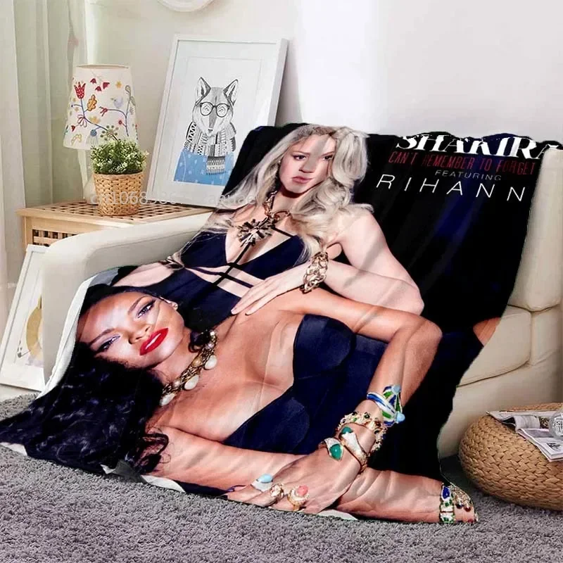 Shakira Mebarak Flannel Throw Blanket Colombian Singer Album Cover Printed Bedspread Fleece Blanket Gift for Home