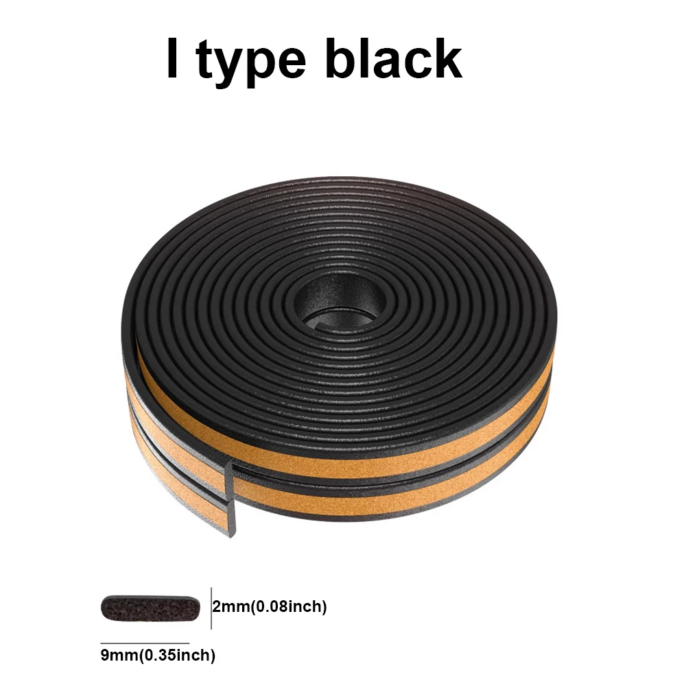 5 m/10 m Deur Afdichting Strip Diep zelfklevende Draft Stopper Tape Venster Weerstrippen Isolatie geluid Rubber Afdichting Strip