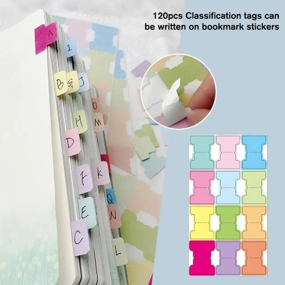 60/120Pcs File Tabs Flags Index Label Sticker Personalized Planner Office Stationery Self-adhesive Paper Tabs Multicolor