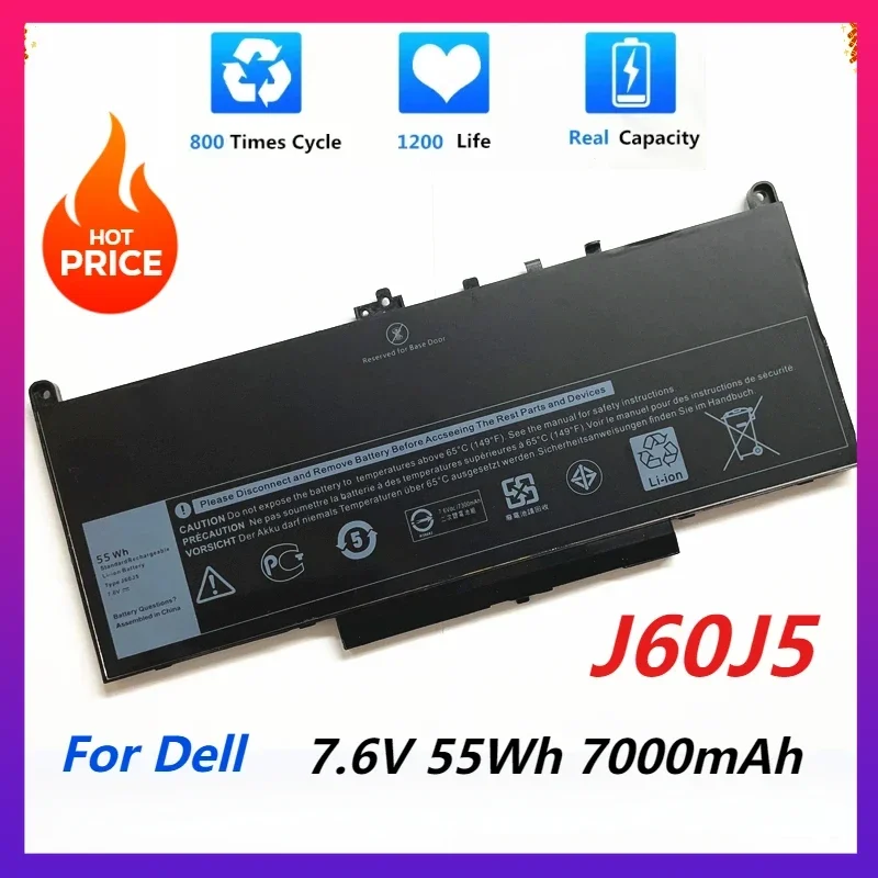 

New J60J5 Replacement Laptop Battery for Dell Latitude E7270 E7470 R1V85MC34Y J60J5 R1V85 MC34Y 242WD 7.6V 55Wh Dell Battery