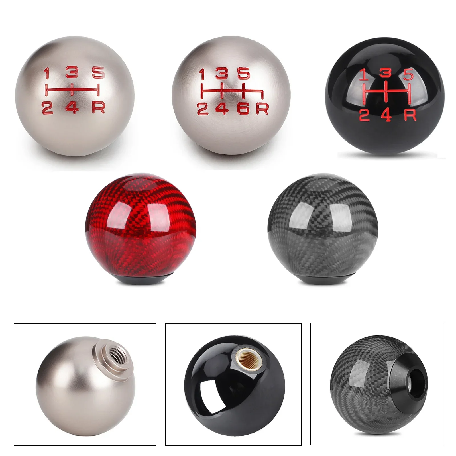 

Universal Real Carbon Fiber Car Gear Shift Knob Head Shifter Lever Aluminum Round Ball Shape M8x1.25 M10x1.25 M10x1.5