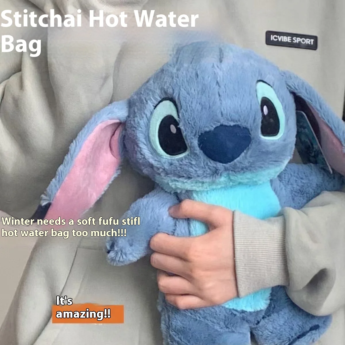 Rick Cartoon Stitch Hot Water Bag, Style d'injection d'eau, Décor de lit chaud, Hiver, Anime, Rose, Bleu, 500ml