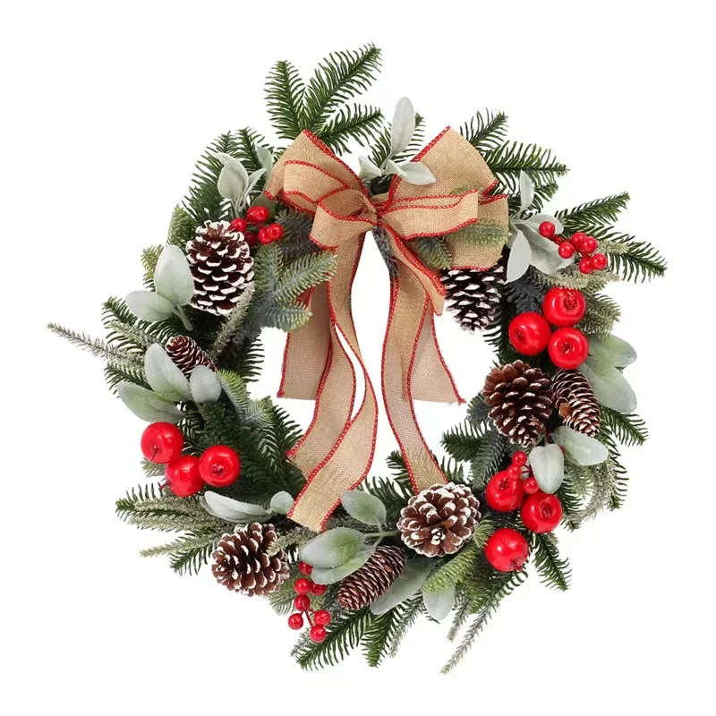 New Design Christmas Wall Hanging Pine Cone Handmade Craft Natural Material Christmas Wreaths And Garland for Home Decor