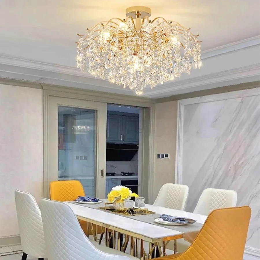 French Ceiling Lamps Luxury Crystal Pendant Light for The Living Room LED Interior Luster Home Decoration Hanging Light image 2