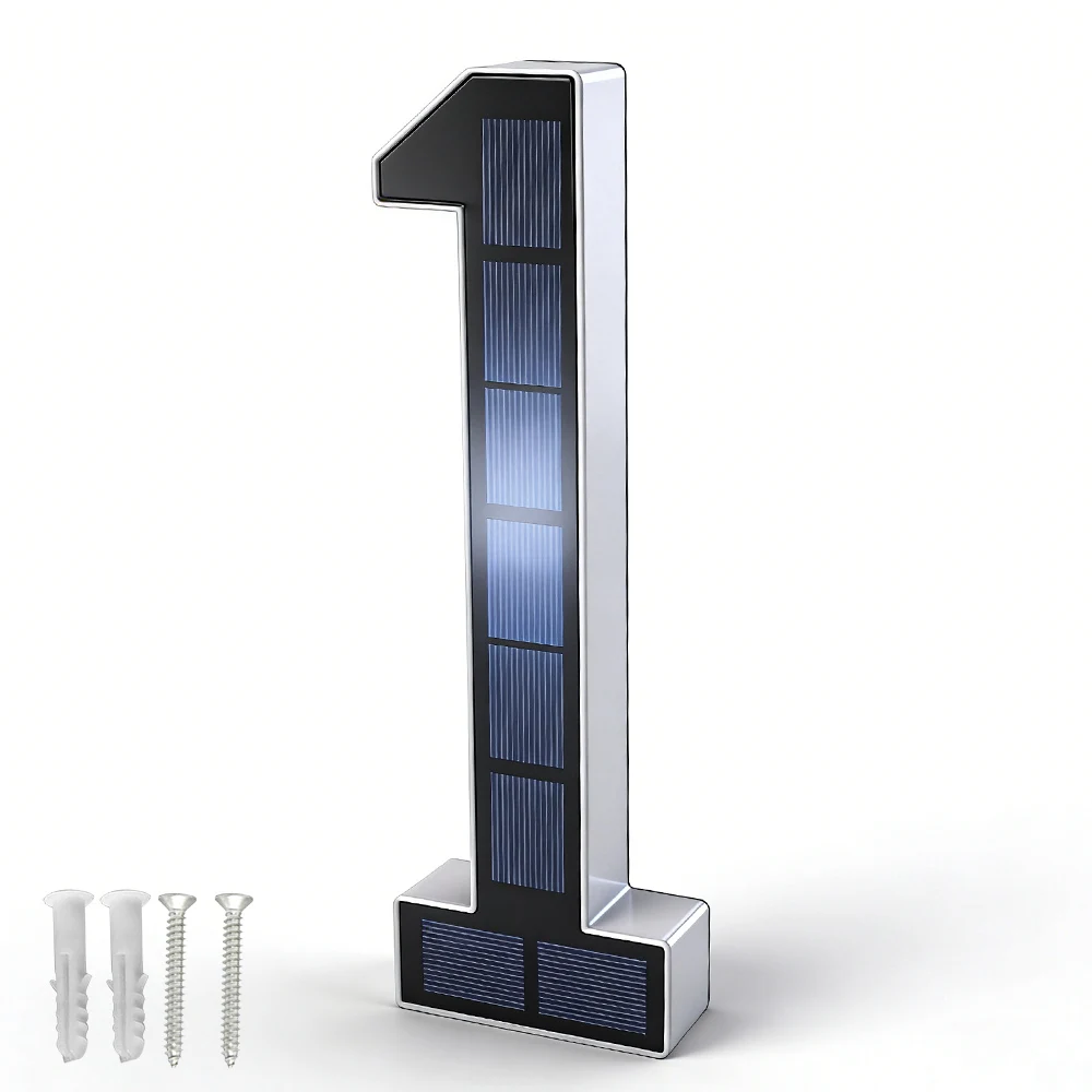 BORUiT LED zonne-huisnummerlamp zonne-huisnummerlamp waterdichte adresnummers voor buiten moderne huis- en tuindecoratie